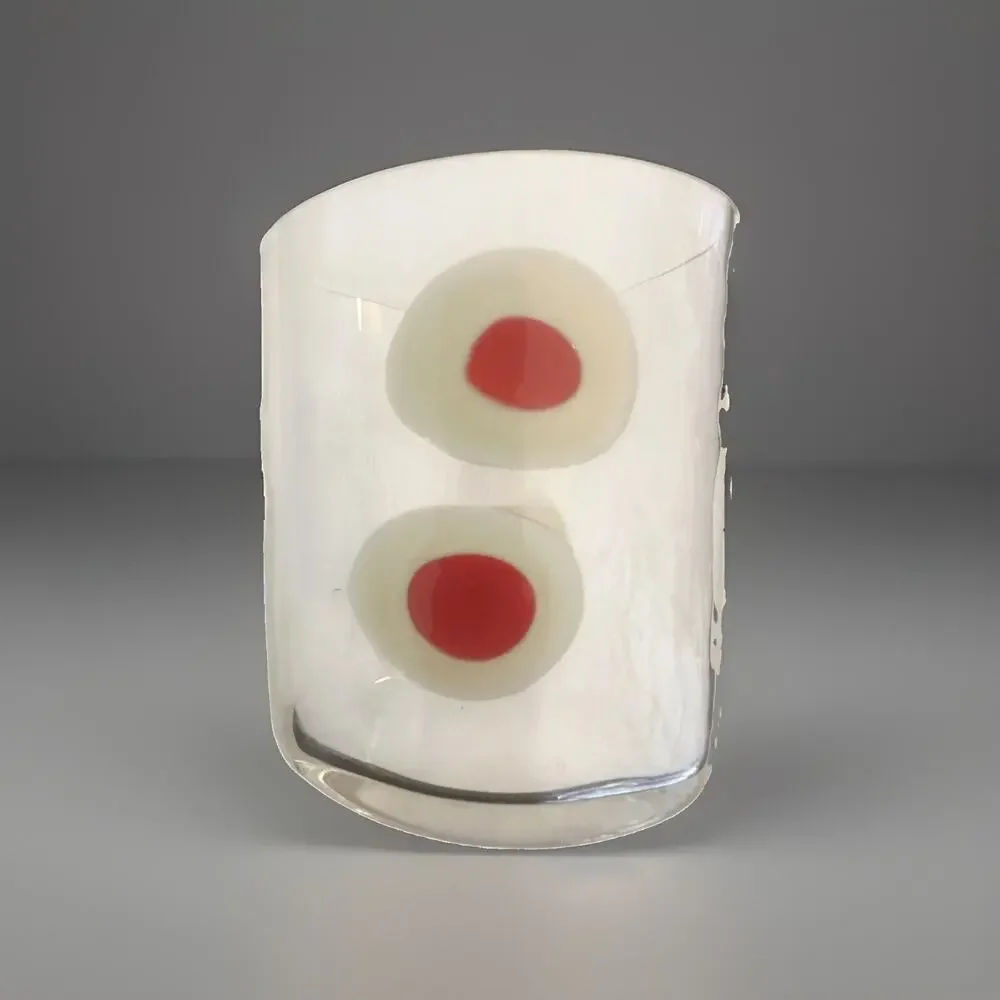 New Carlo Moretti Murano Glass Bud Vase Bora Tumbler Simple Red Polkadot Signed